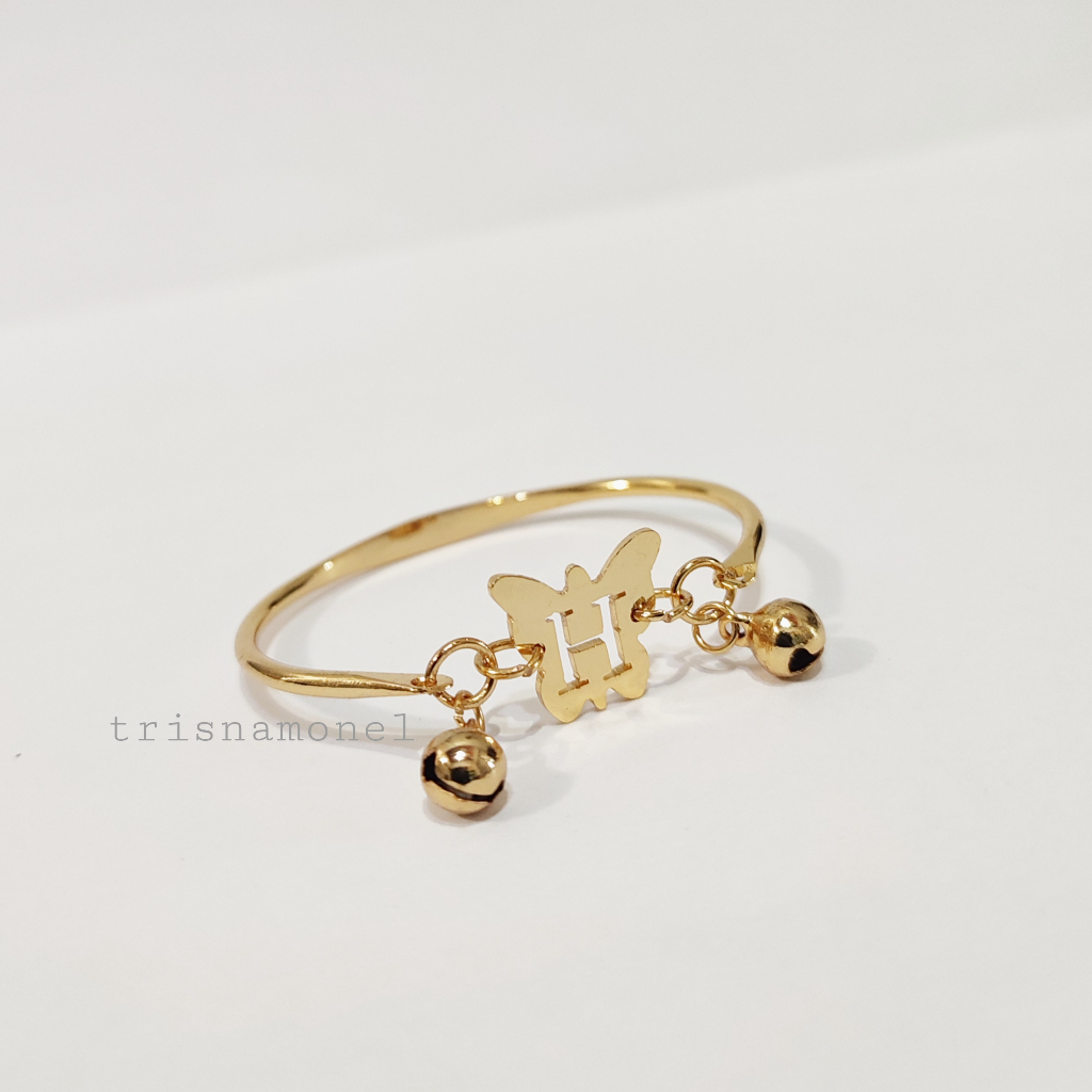 ANAK SAMPAI DEWASA !!! gelang custom huruf gold dan silver motif kupu-kupu