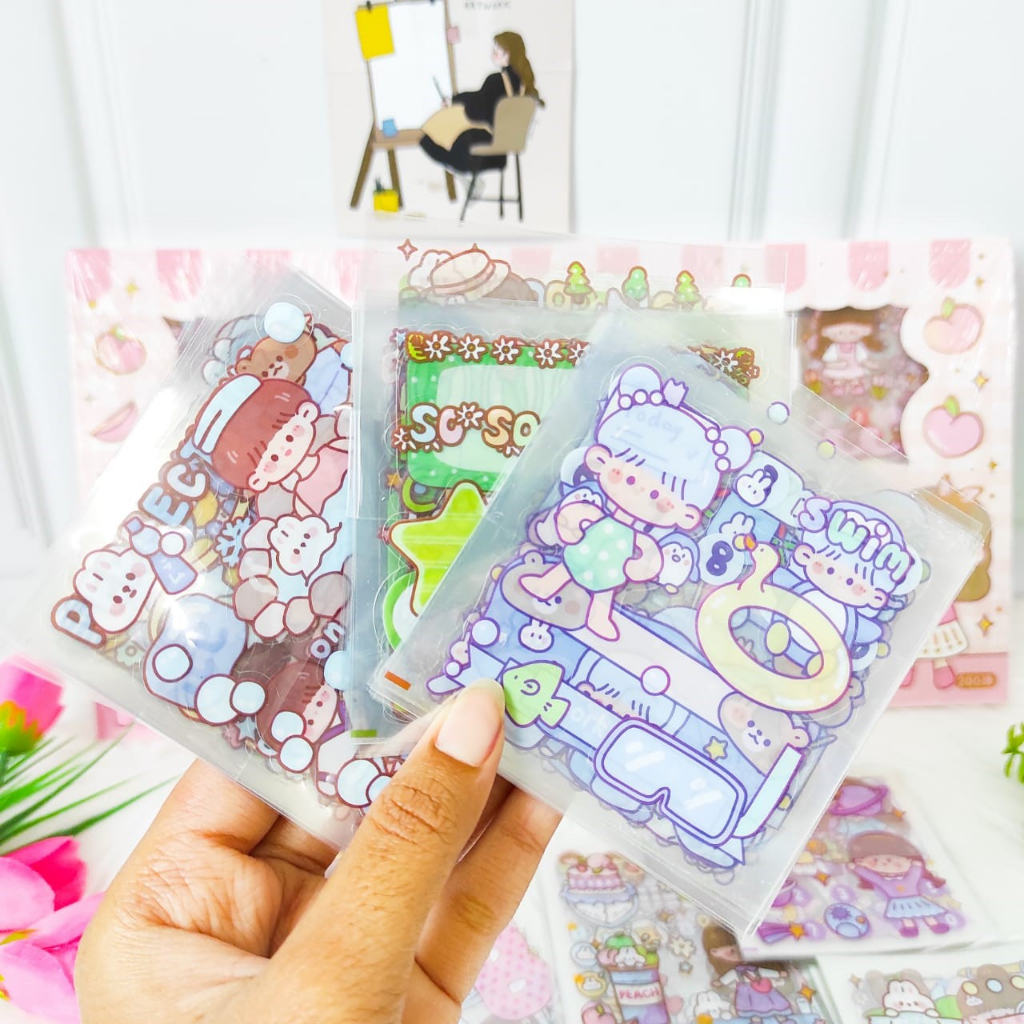 Sticker BOX SENMU ISI 200 LEMBAR Set Daily Manual Cute Pattern Decorative Tape Sticker Gift Box