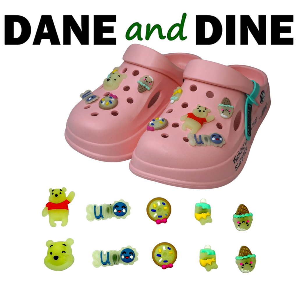 Sandal Sepatu Kodok Wedges EVA Glow in the dark POOH  Dane and Dine- LS 9945