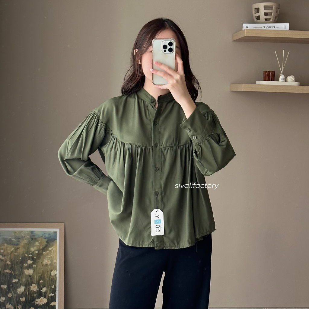 SIVALI Keira Top - Atasan Blouse Kemeja Wanita Polos Adem | Kemeja Kerja Lengan Panjang