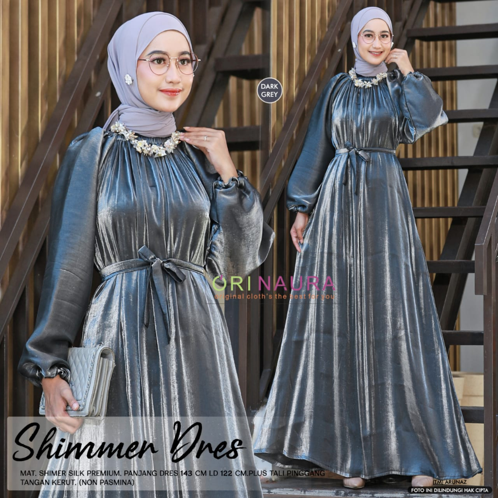 Shimmer Dress Shimmer Dres Silk Premium Gamis Muslim wanita Original Orinaura