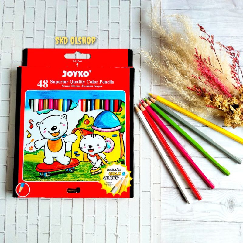 

Pensil Gambar Warna Joyko 48 Warna Color Panjang CP-48PB