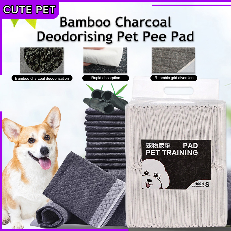 Paket Bantalan Kencing Arang Bambu Hewan Peliharaan Underpad Charcoal Kucing Anjing Pee Poop Bamboo PET Perlak Carbon Hewan