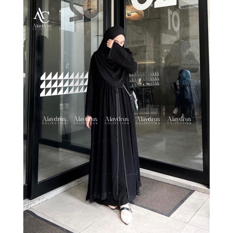 abaya hitam haura swaroski alaydrus collection