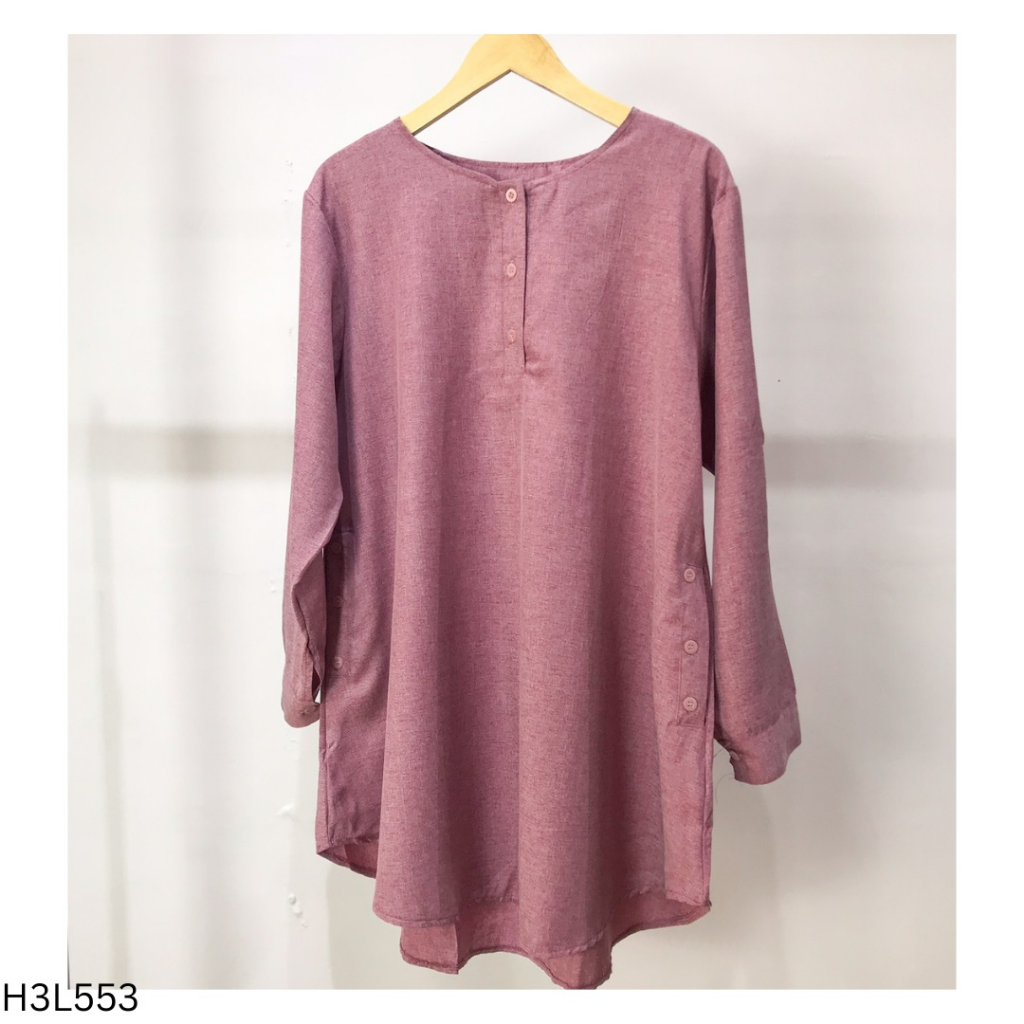 Blouse Tunik Wanita Jumbo Polos LD 120cm Bahan Katun Madina Adem Terbaru