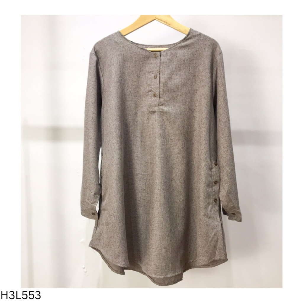 Blouse Tunik Wanita Jumbo Polos LD 120cm Bahan Katun Madina Adem Terbaru