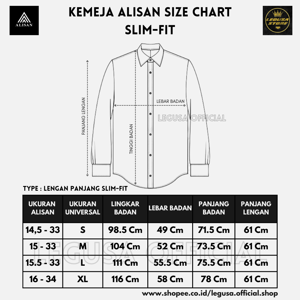 Kemeja ALISAN Kombinasi Pundak Batik Lengan Panjang SLIM-FIT