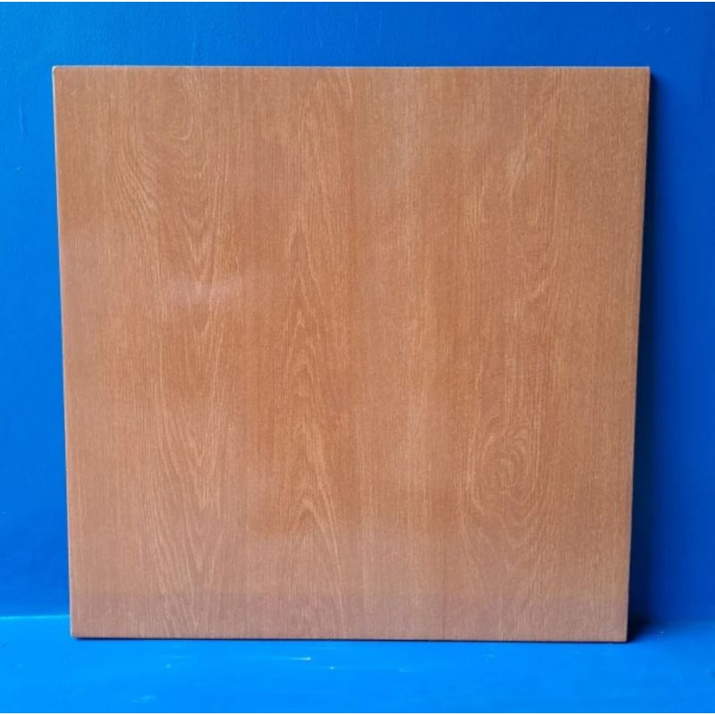 {ONGKIR DILUAR APLIKASI} Keramik Lantai Glossy Motif kayu 40x40 MAHONI BROWN Kw3