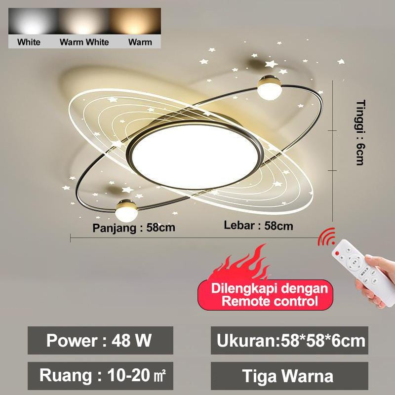 Home Lighting Lampu Plafon Lampu LED 48Watt 3 Warna Lampu Hias Bentuk Persegi Gaya Nordic Minimalis Untuk Dekorasi Ruang Tamu / Kamar Tidur