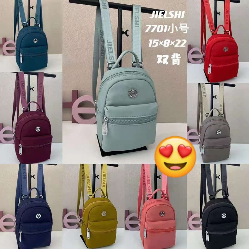 (PINK_IMP)  Jielshi New Import Tas Tas Selempang Wanita . Bahan Parasut Full Emboss