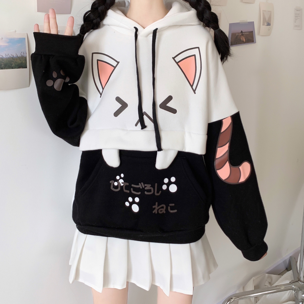 CAT FUNNY SWEATER / SWEATER HOODIE WANITA TERMURAH / SWEATSHIRT LUCU KOREAN STYLE