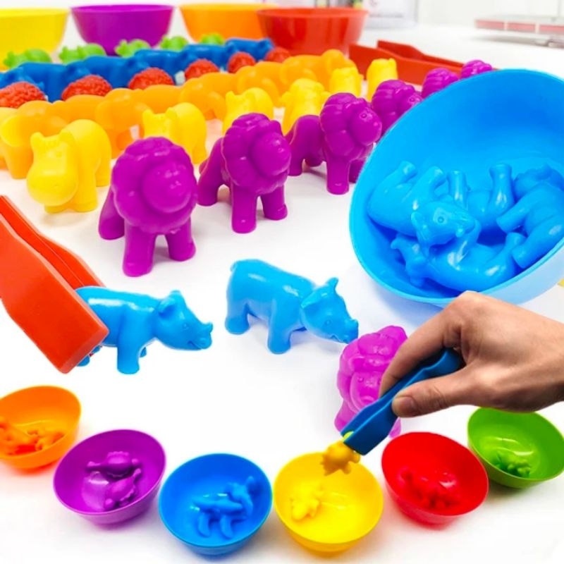 TOYS | Rainbow Counting Soft Rubber Toy / Classification Toys with Bowl