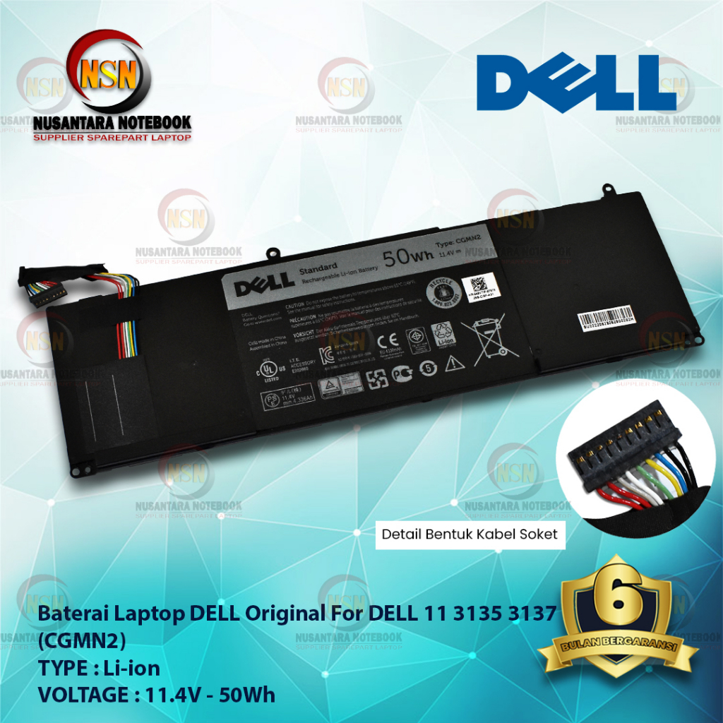 Baterai Laptop DELL ORI 11 3135 3137 CGMN2 11.4V 50Wh