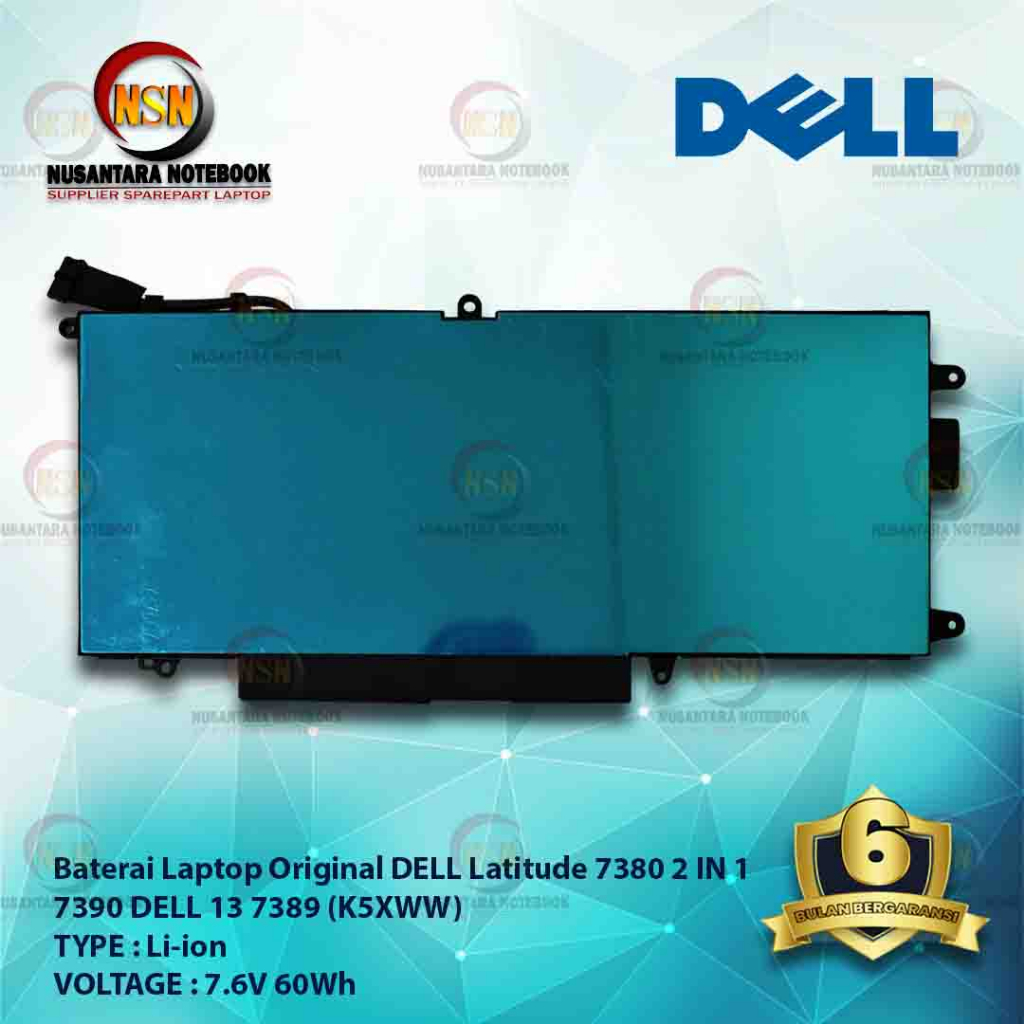 Baterai Dell Latitude 5289 13 7389 5289 3180 K5XWW 7.6V 60Wh