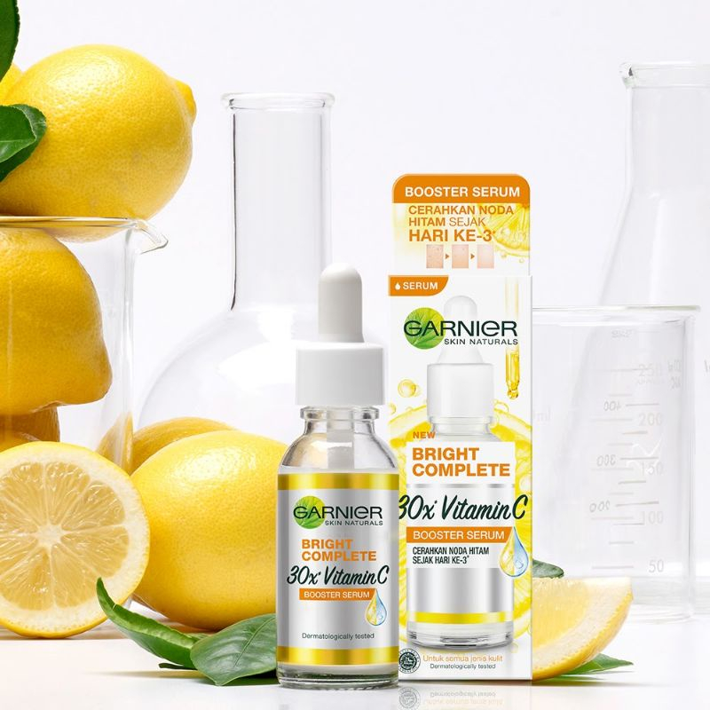 Garnier Bright Complete Vitamin C 30x Booster Serum Skin Care - 30ml (Cepat Cerahkan Noda Hitam &amp; Samarkan Bekas Jerawat)