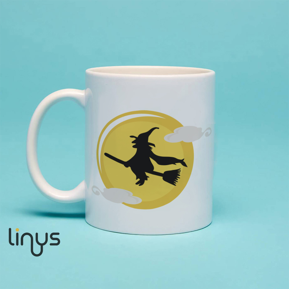 Mug flying witch halloween