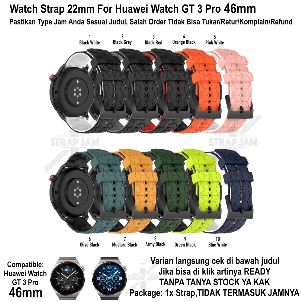 ZQT Strap 22mm Huawei Watch GT3 GT 3 Pro 46mm - Tali Jam Tangan Silikon Rubber Quick Release