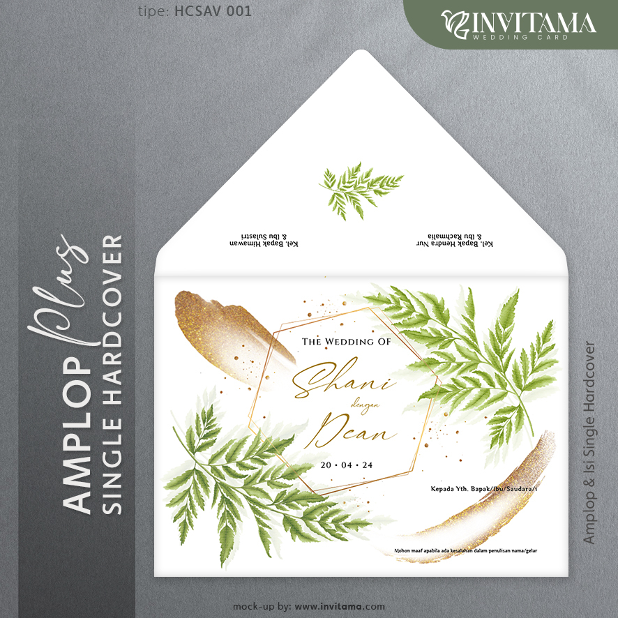 INVITAMA Undangan Pernikahan Amplop + Single Hardcover Tebal Fancy Paper Aesthetic - HCSAV 001