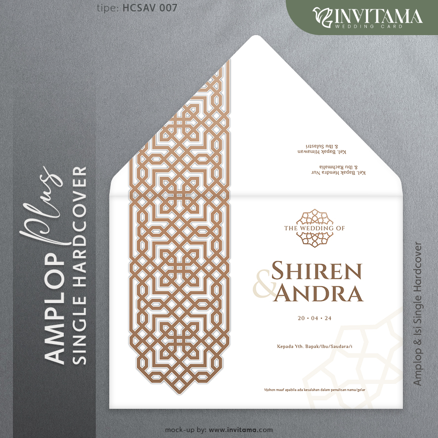 INVITAMA Undangan Pernikahan Amplop + Single Hardcover Tebal Fancy Paper Aesthetic - HCSAV 007