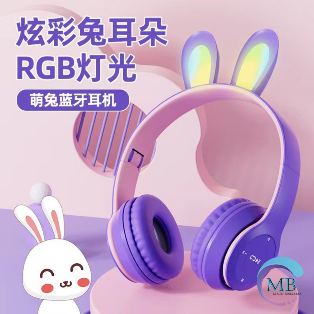 P47R CAT EARS HEADSET headphone Hf bando telinga kucing LED BANDO BLUETOOTH wireles RGB GAME HEADSET G-P47R LED WIRELESS super BASS MB8072