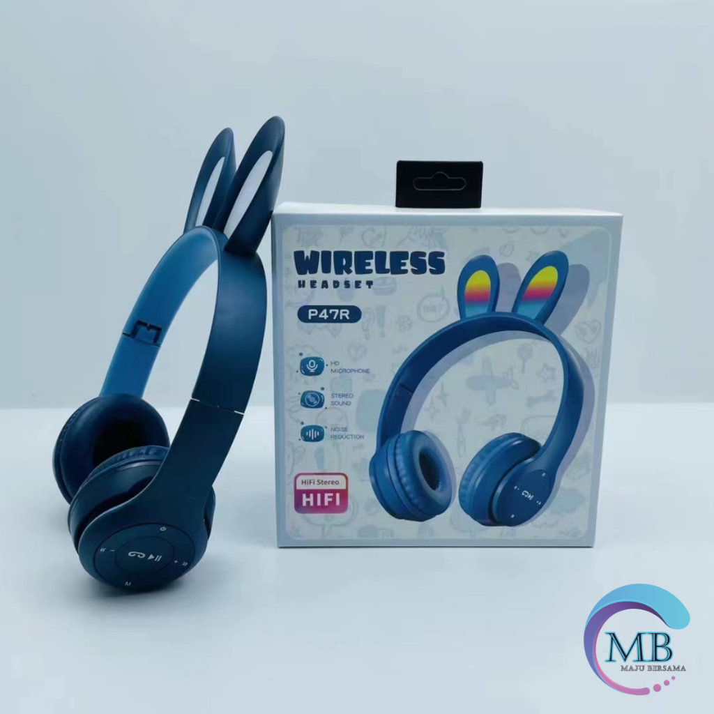 P47R CAT EARS HEADSET headphone Hf bando telinga kucing LED BANDO BLUETOOTH wireles RGB GAME HEADSET G-P47R LED WIRELESS super BASS MB8072