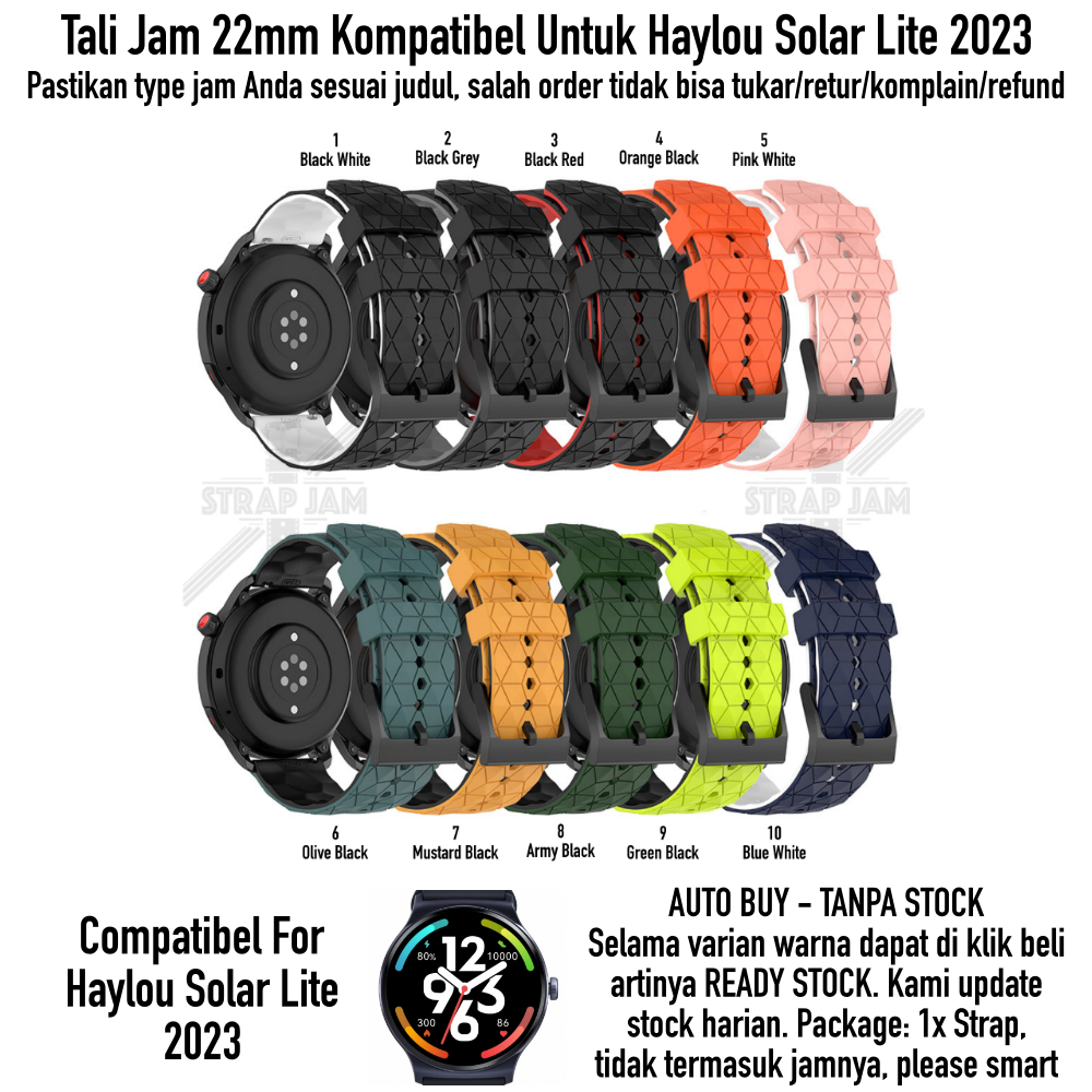 ZQT Strap 22mm Haylou Solar Lite 2023 - Tali Jam Tangan Silikon Rubber Quick Release