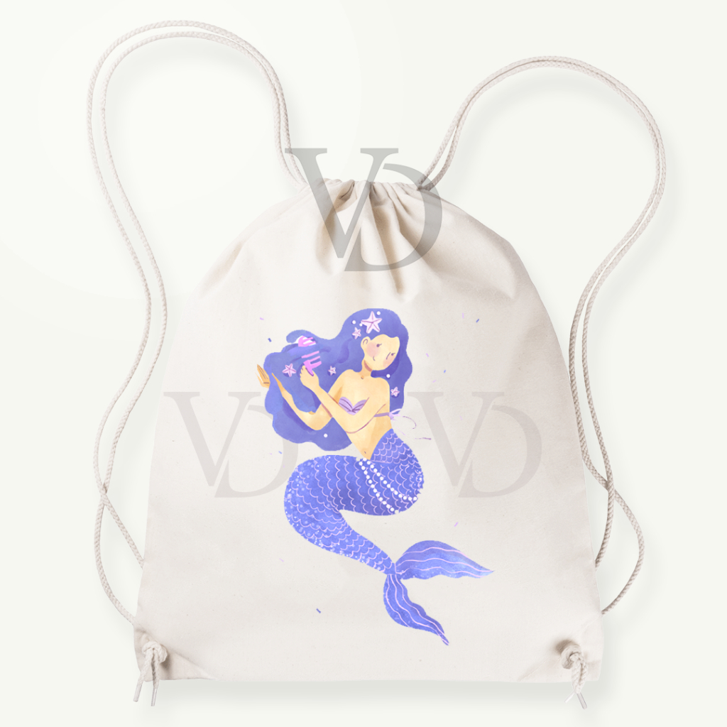 tas serut kanvas disney mermaid / tas gendong lucu / hampers anak ariel is mermaid