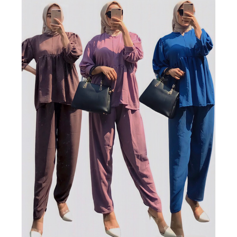 ONE SET CRINKLE AIRFLOW | SETELAN CRINKLE | ONE SET JUMBO CRINKLE | ONESET MURAH