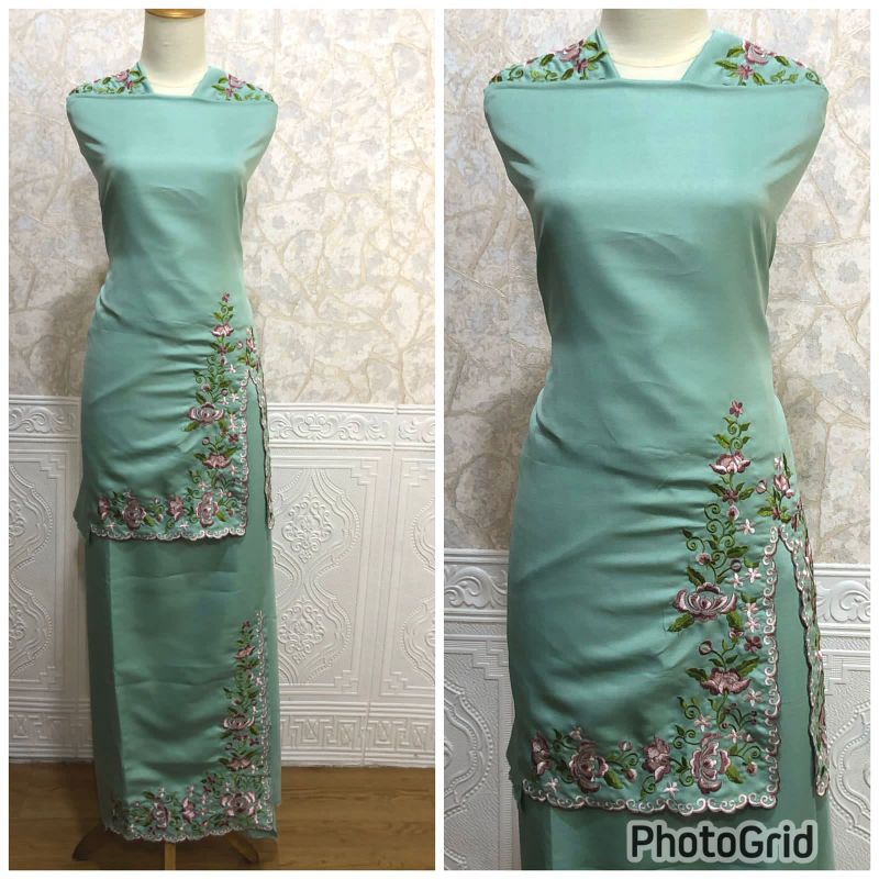 Bahan Baju Kurung Bordir Motif Kerancang Belah - 01