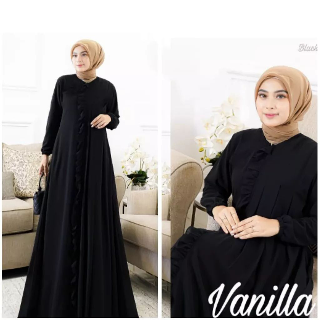 Vanila dress Gamis polos simple Gamis kondangan polos Baju muslim wanita terbaru 2023