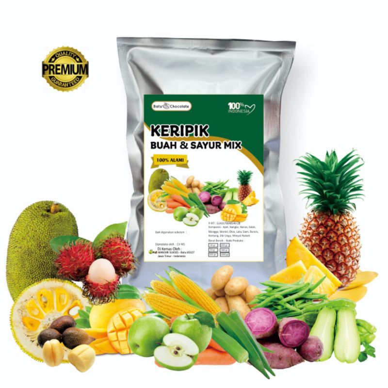 Batu Chocolate Keripik Buah Sayur Mix 200 gr (Mix 6 Buah dan 5 Sayuran ) Keripik Buah Malang Batu