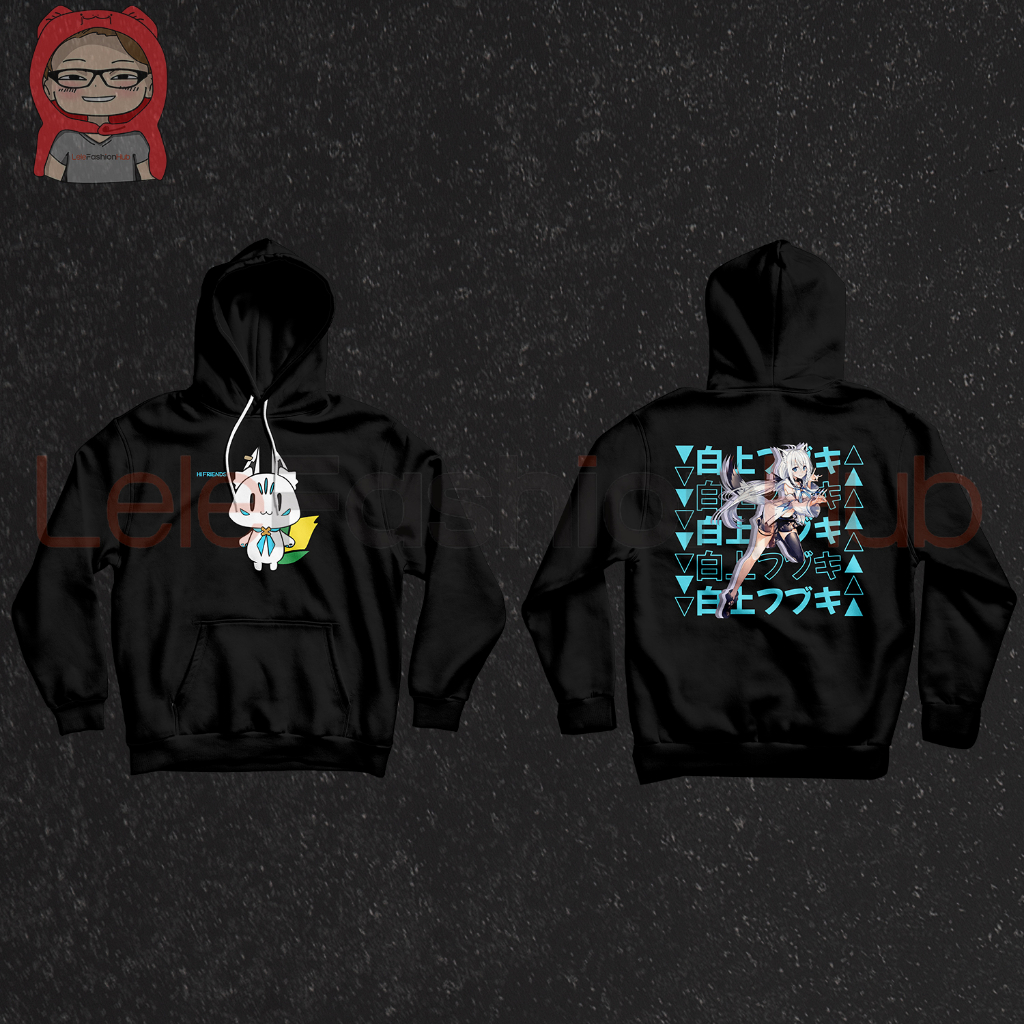 [Hololive] Hoodie Anime Hololive Shirakami Fubuki  - Hitam