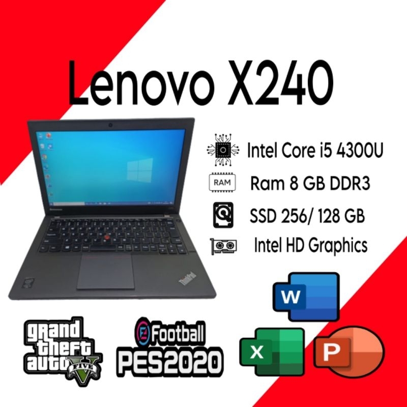 Laptop Lenovo X240 Core i5 4300U Ram 8GB SSD 256 GB Bergaransi