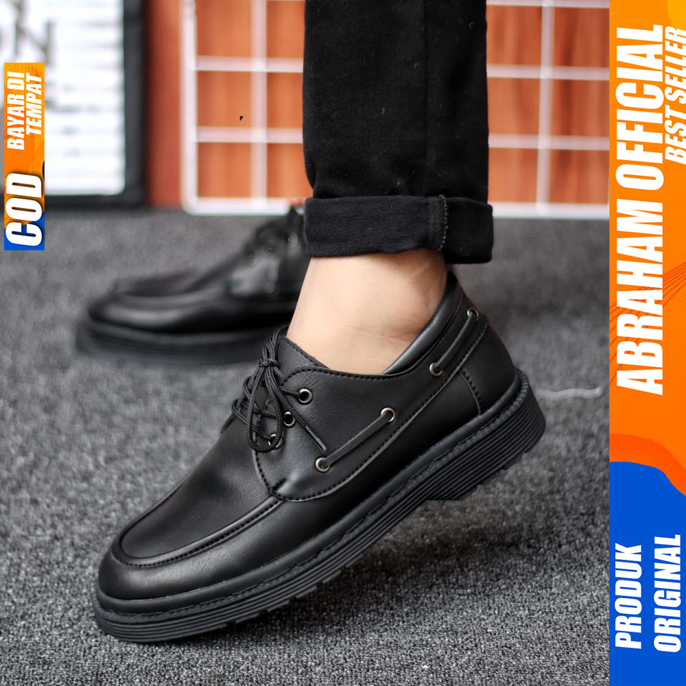 Sepatu Pantofel Kerja Formal Docmart Hitam Pria Abraham Lulja