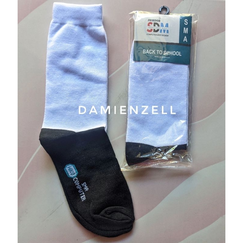 KAOS KAKI PANJANG PUTIH HITAM - KAOS KAKI BASIC - KAOS KAKI DEWASA/SEKOLAH