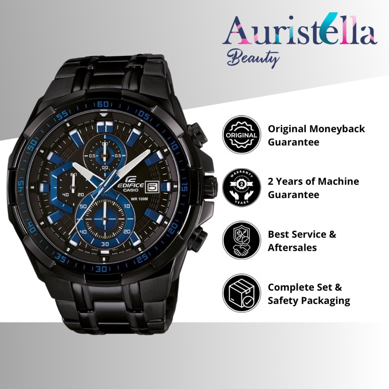 (ORIGINAL - BERGARANSI) JAM TANGAN CASIO EDIFICE EFR-539BK-1A2V BLACK STAINLESS STEEL - JAM TANGAN P