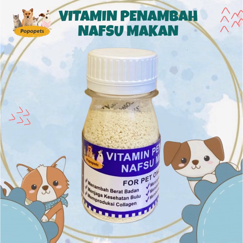 POPOPETS VITAMIN GEMUK KUCING ANJING 35gr - VITAMIN GEMUK KUCING ANJING - VITAMIN PENAMBAH NAFSU MAKAN KUCING ANJING - OBAT GEMUK KUCING ANJING