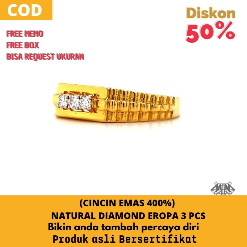 Cincin wanita emas 40% [ berlian eropa asli bersertifikat ]