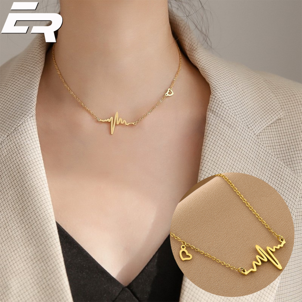 (GRATIS ONGKIR)-KALUNG AESTHETIC EMAS / KALUNG RANTAI DETAK JANTUNG EMAS / KALUNG WANITA IMPORT KORE