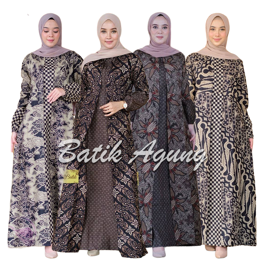 Atasan Baju Gamis Batik Keluarga Pesta Kondangan Nikahan Resepsi Lebaran Seragaman Wanita Kekinian