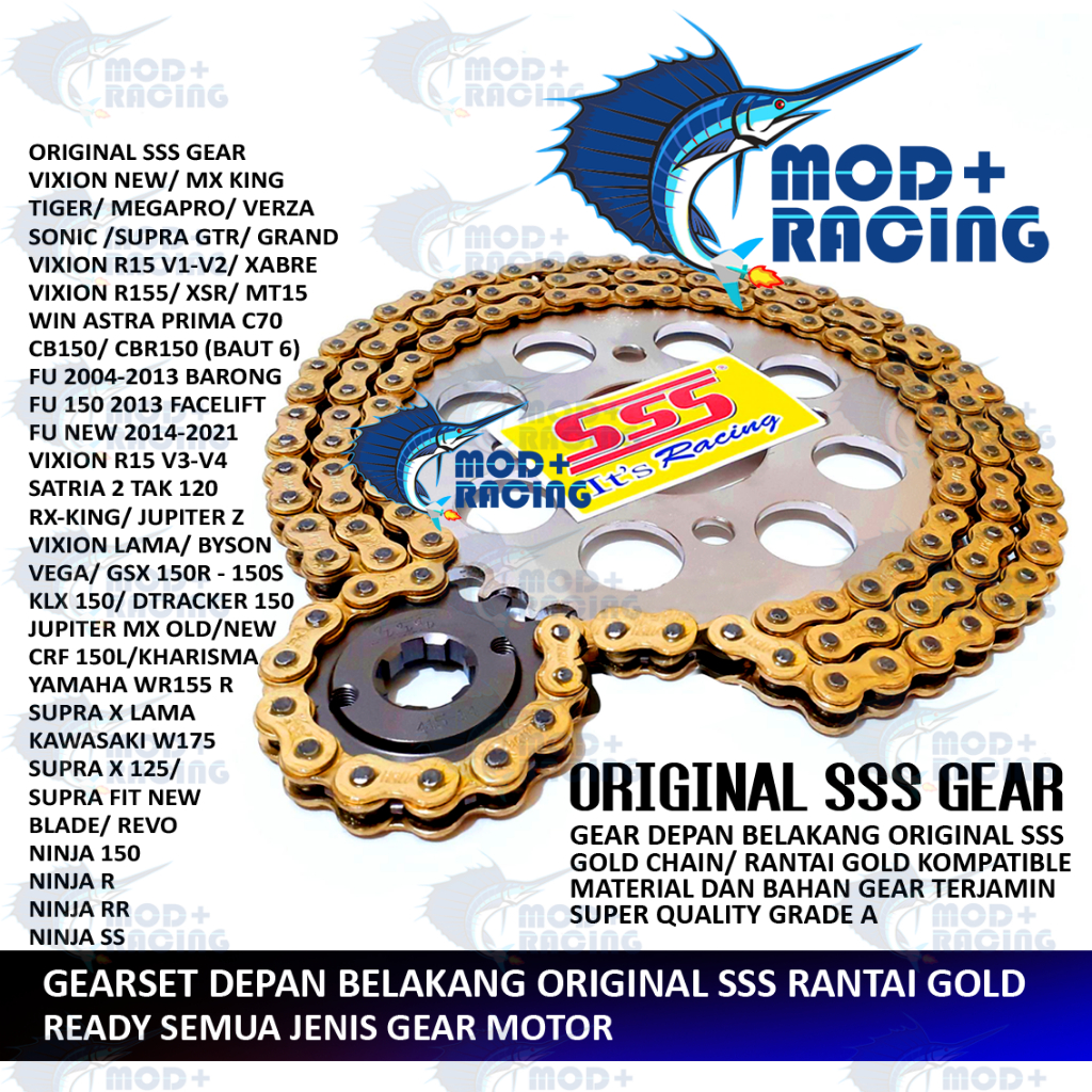 (COD) GEARSET SSS ORIGINAL GEAR SET 415 428 GIR VIXION R15 CB CBR SONIC SATRIA FU SATRIAFU VERZA RXK