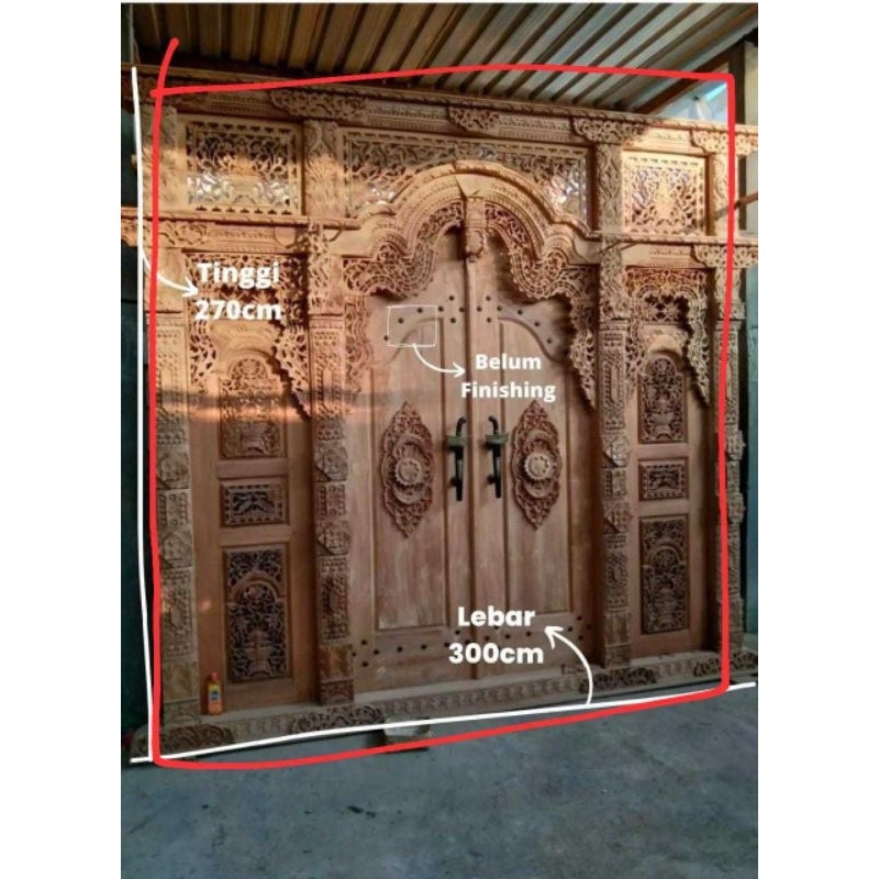 Gebyok Ukir Pintu Tempel L 300 cm x T 265 cm Kayu Jati Gebyok Jawa Jepara