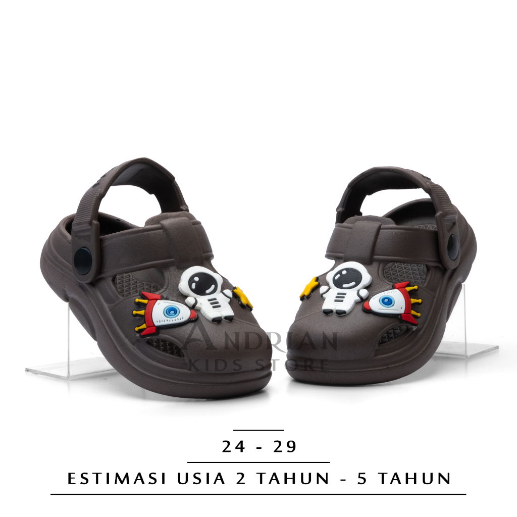 Sandal Anak Laki-laki Model Selop Tali Belakang berkarakter Astronot 2-5 Tahun