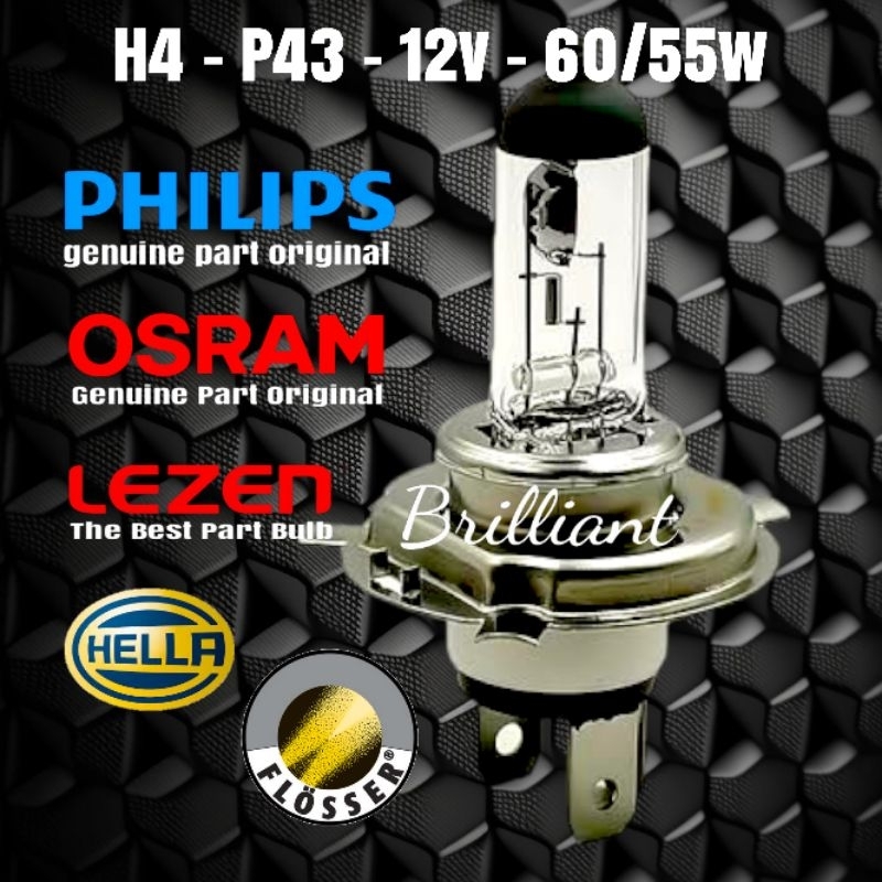 Lampu Bohlam Halogen H4 Original - 12v 60/55w - Harga Satuan