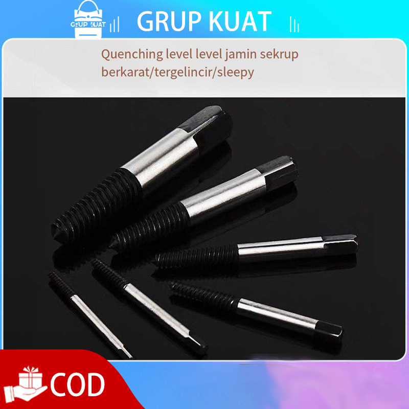 6pcs Bor Ekstraktor Baut Pembuka Baut Yang Rusak Bor Untuk Membuka Baut Patah Atau Rusak