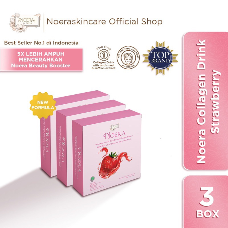 3 Box Noera Collagen Drink Bundle | Minuman Pencerah Kulit with L-Glutathione | Collagen Beauty Drink