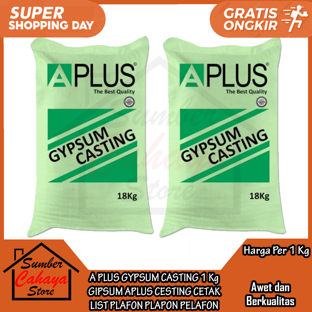 A Plus Gypsum Casting 1 Kg Gipsum Aplus Cesting Cetak List Plafon Plapon Pelafon Pelapon Semen Cemen