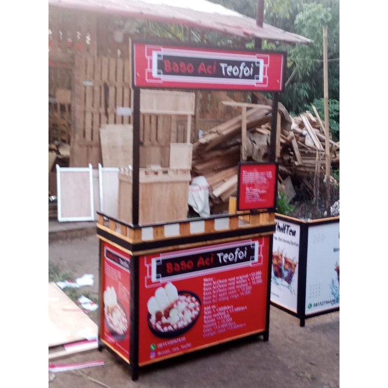 Booth portable gerobak meja bongkar pasang ukuran 100cm x 45 cm x 170 cm