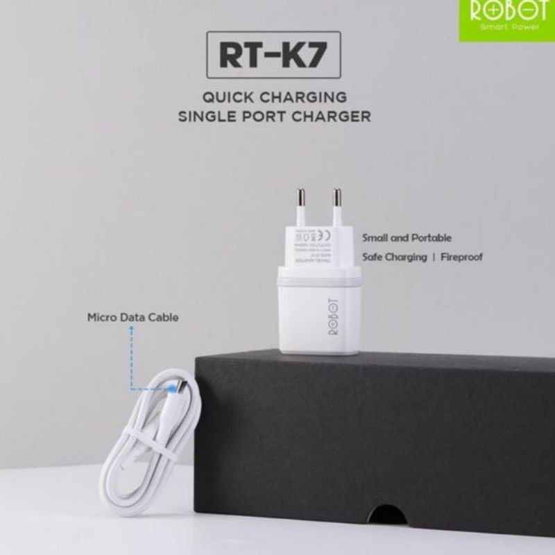 Original Robot charger android kabel Micro usb Sigle Port Usb Smart Charge Protection