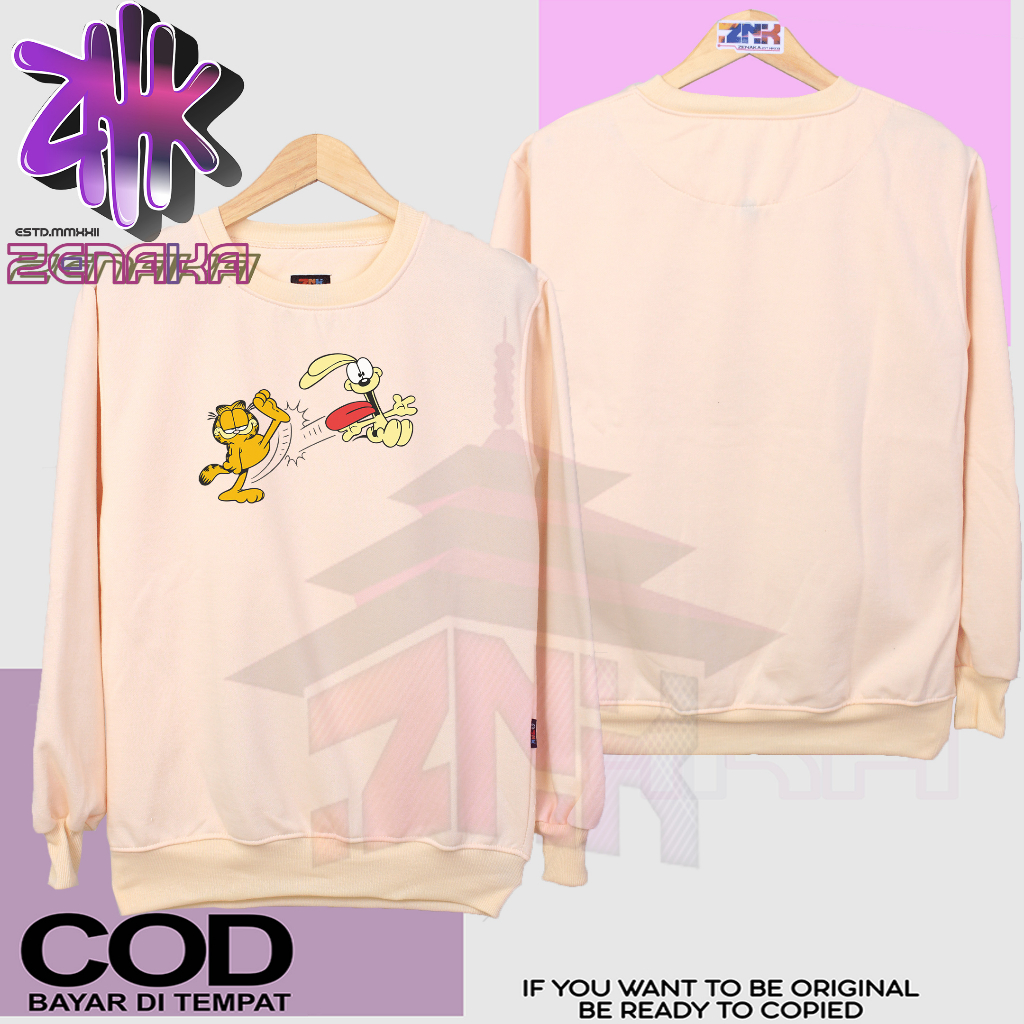 Zenaka Crewneck pria distro aesthetic Crewneck pria oversize tebal polos mint Sweater pria distro keren 2023 Sweater pria distro tebal aesthtetic Jaket pria keren distro terbaru 2023 Hoodie pria distro aesthetic graffity simple garfield